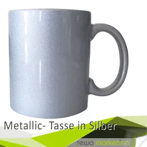 Keramiktasse in Silber metallic