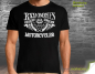 Mobile Preview: Biker T-shirt with motif - BAD BONES NEVER FADE AWAY ALWAYS WIN MOTORCYCLES - optionally with additional print