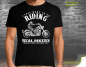 Mobile Preview: Biker T-Shirt mit Motiv - I JUST WANT TO GO RIDING REAL BIKERS BECAUSE THERE'S NOT MANY LEFT - optional mit zusätzlichem Aufdruck
