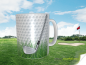 Preview: Coffee cup with 2 golf clubs and lawn for the golfer - panorama print