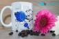 Preview: Coffee cup ornament with blue rose in panoramic print