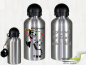 Mobile Preview: Panda couple with desired name 500ml aluminum drinking bottle with carabiner