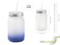 Preview: Drinking cup - Mason Jar - satin finish with straw in blue