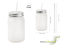 Preview: Drinking cup - Mason Jar - satin finish with straw in White / Clear