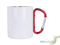 Mobile Preview: White stainless steel mug with carabiner handle including your own print