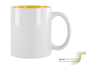 Preview: Bi- Color Keramik- Kaffeebecher gelb - weiß inkl. individuellem Aufdruck