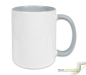 Mobile Preview: Color ceramic coffee mug gray / white incl. Personalized imprint