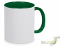 Mobile Preview: Color ceramic coffee mug green / white incl. Personalized imprint
