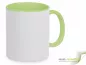 Preview: Color- Keramik- Kaffeebecher hellgrün / weiß inkl. personalisiertem Aufdruck