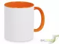 Preview: Color- Keramik- Kaffeebecher orange / weiß inkl. personalisiertem Aufdruck