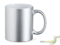 Preview: Metallic ceramic mug in silver including your desired imprint