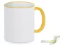 Preview: Ring- Keramik- Kaffeebecher gelb - weiß inkl. individuellem Aufdruck