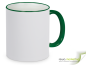 Preview: Ring- Keramik- Kaffeebecher grün - weiß inkl. individuellem Aufdruck