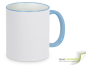 Preview: Ring ceramic coffee mug light blue - white including individual imprint