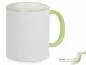 Preview: Ring- Keramik- Kaffeebecher hellgrün - weiß inkl. individuellem Aufdruck