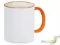 Preview: Ring- Keramik- Kaffeebecher orange - weiß inkl. individuellem Aufdruck