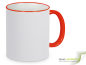 Mobile Preview: Ring- Keramik- Kaffeebecher rot - weiß inkl. individuellem Aufdruck