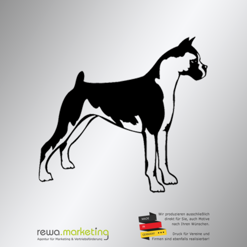 Sticker silhouette of piebald boxer