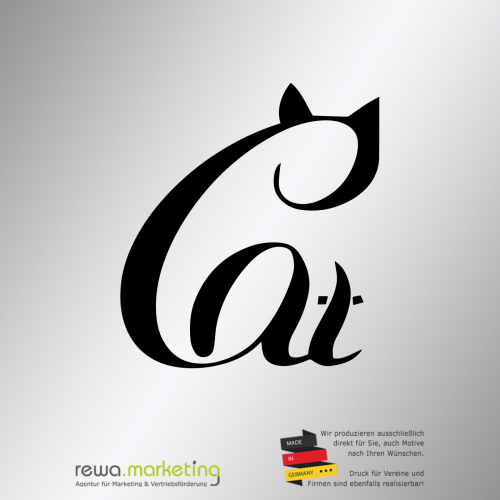 Sticker lettering cat silhouette