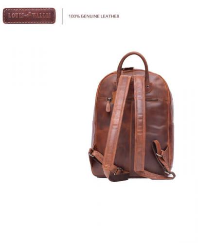 Louis Wallis leather backpack shopper vintage brown - Breslin