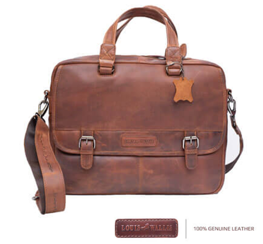 Louis Wallis Leather Shoulder Bag Shopper Handbag Vintage Brown - Bark