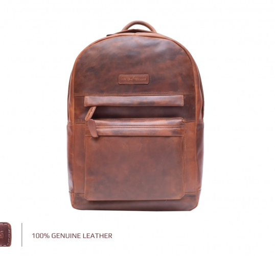 Louis Wallis leather backpack shopper vintage brown