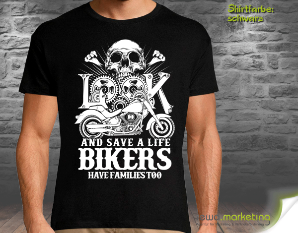 Biker T-shirt with motif - BIKER FAMILY - optionally with additional print
