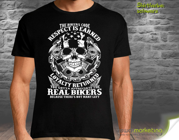 Biker T-shirt with motif - REAL BIKERS - optionally with additional print