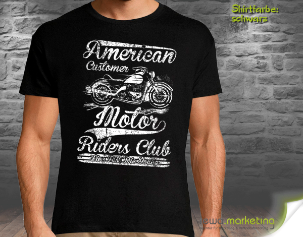 Biker T-shirt with motif - American Customer Motor - optionally with additional print