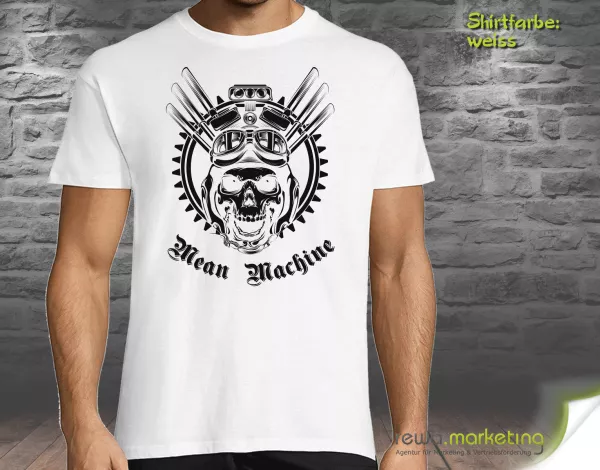 Biker T-Shirt - Gear Skull Mean Machine