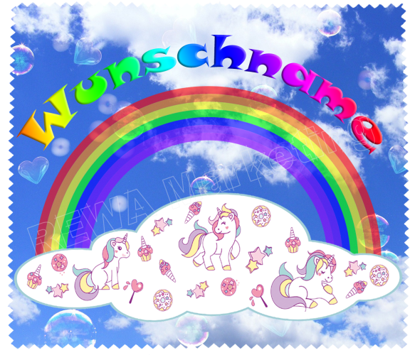 Cleaning cloth unicorns with rainbow and desired name