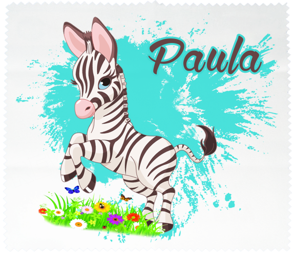 Glasses cleaning cloth - cute little zebra including desired name