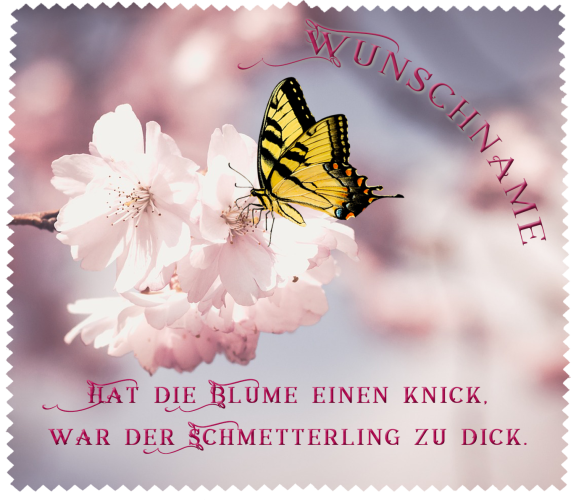 Brillenputztuch - Schmetterling mit Spruch und Wunschnamen