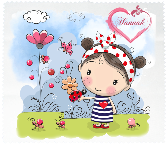 Glasses cleaning cloth - cute little girl with ladybug including desired name