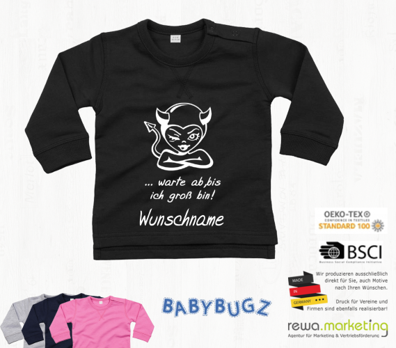Baby sweatshirt long-sleeved - little devil with desired name