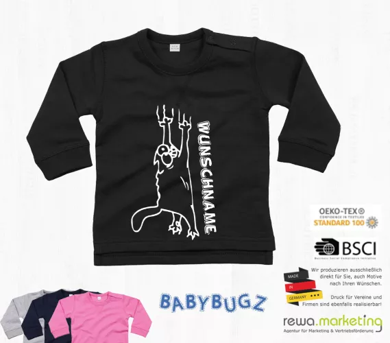 Baby Sweatshirt Langarm - Katze mit Wunschname