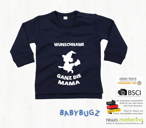 Baby sweatshirt long sleeve - little witch with desired name
