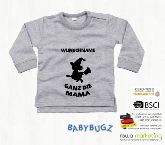 Baby sweatshirt long sleeve - little witch with desired name