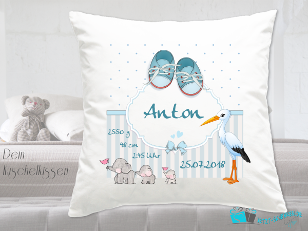 sweet birth pillow for Boys with dates of birth