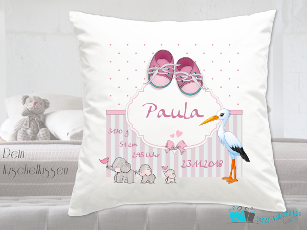 sweet birth pillow for girls with dates of birth