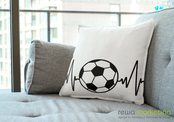 Snuggle pillow with Heart diagram with soccer ball