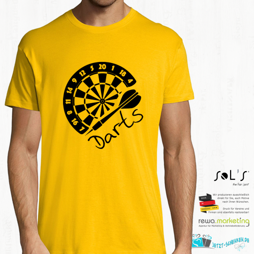 Men's t-shirt - fun shirt - t-shirt for every dart player - dartboard with arrow - darts