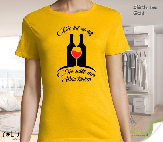 Damen T- Shirt für den Weinabend in 24 Farben