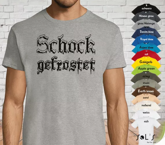 Herren Fun T- SHIRT für gute Laune im Winter - Schockgefrostet Winter 2022 / 2023, optional auch mit zusätzlichen Aufdruck