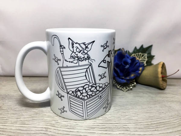 Coloring cup for children - pirate with treasure, including desired name