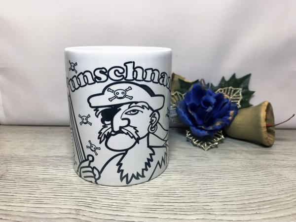 Coloring cup for children - pirate with treasure, including desired name