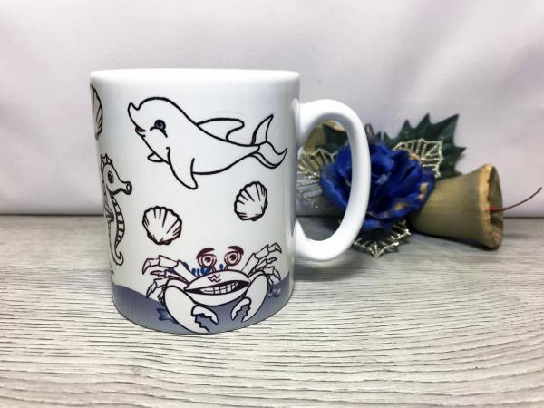 Coloring cup for children - sea world - whale, mermaid and dolphin