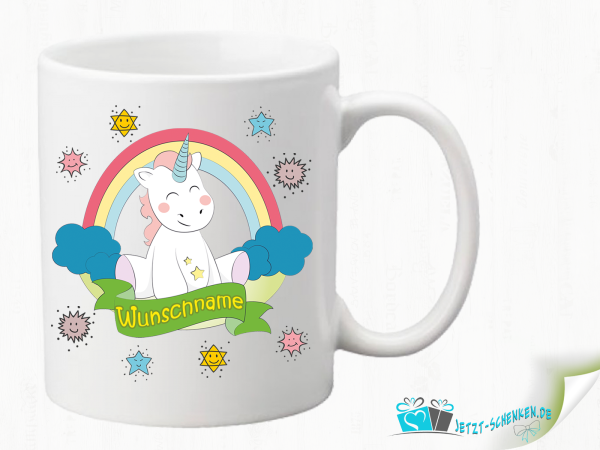 Tea cocoa cup cute unicorn with stars - incl. desired name
