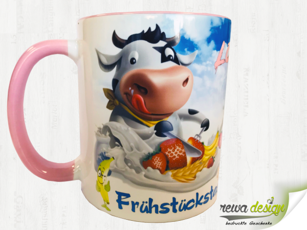 Breakfast cup for children with milk cow - incl. desired name
