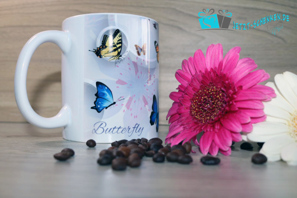 Butterfly Kaffeetasse mit Panoramadruck